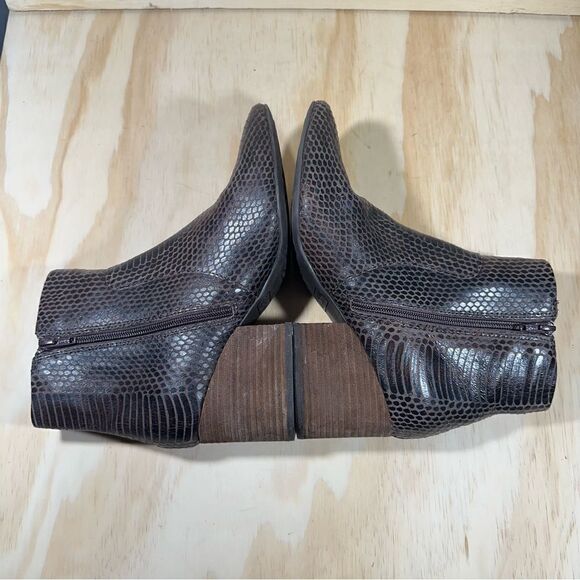 Korks By Kork Ease Leyland Brown Snakeskin Print Ankle Boots Women’s Size 9 - Picture 3 of 7